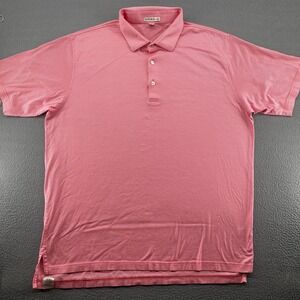 Peter Millar Polo Shirt Mens XL Pink Stripe 100% Cotton Golf Short Sleeve Casual